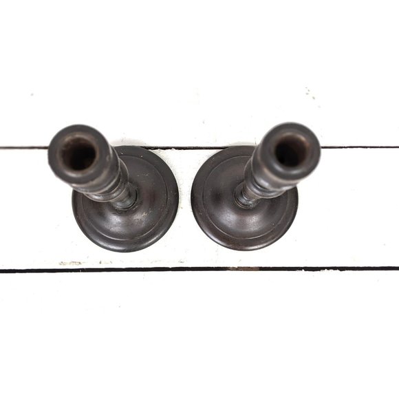 Vintage wooden spindle taper candlesticks set of 2 - Picture 5 of 6